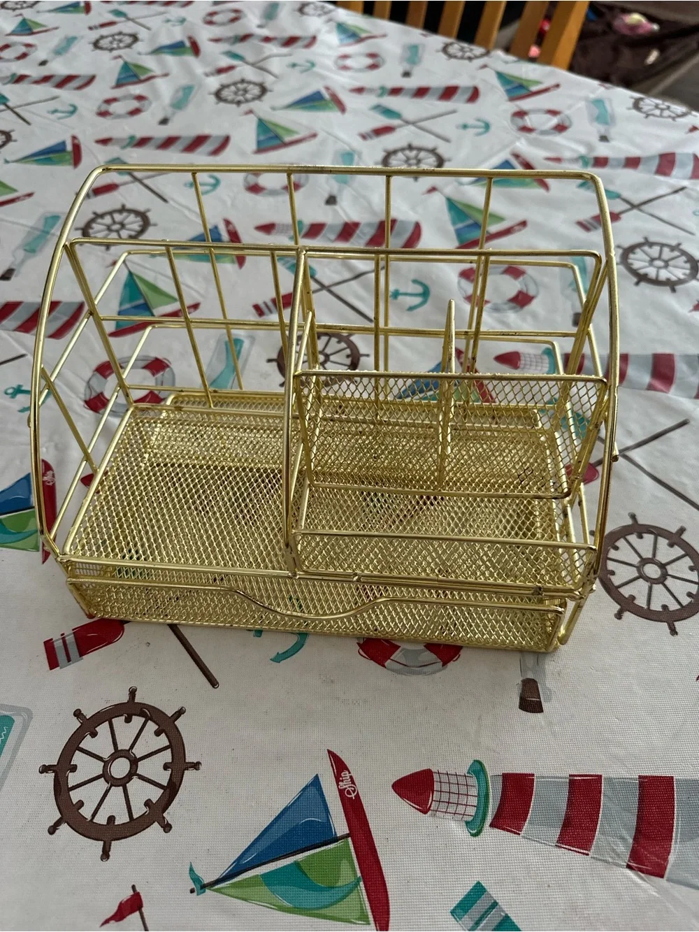 Gold Mesh Desk Organizer Holder
